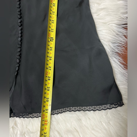 NWT Meshki Size S Amiri Satin Mini Dress With Lace Black Open Back - Picture 16 of 16